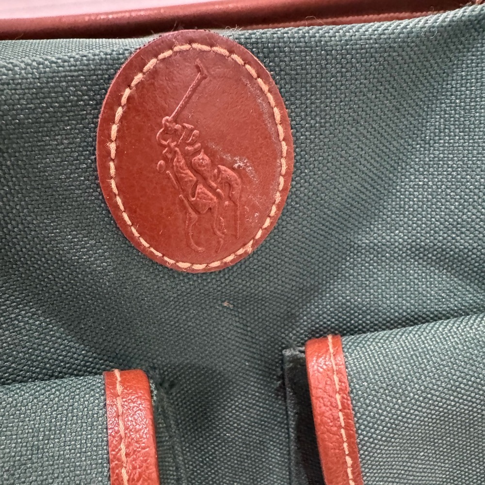 Vintage 90s Polo Ralph Lauren Green Duffle Weekender Travel X-Large Bag-Unisex - Picture 5 of 16